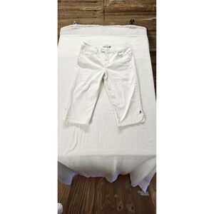 Bandolino Blu Womens White Denim Capri Pants Size 10 Button Hem Cropped Jeans